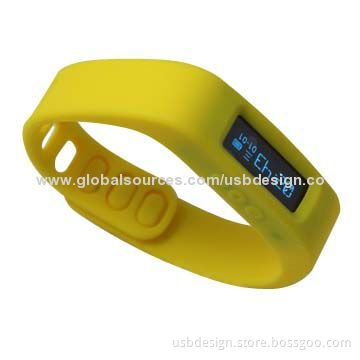 OLED Screen Bluetooth Bracelet for Healthy Monitors, Made of Silicone Material